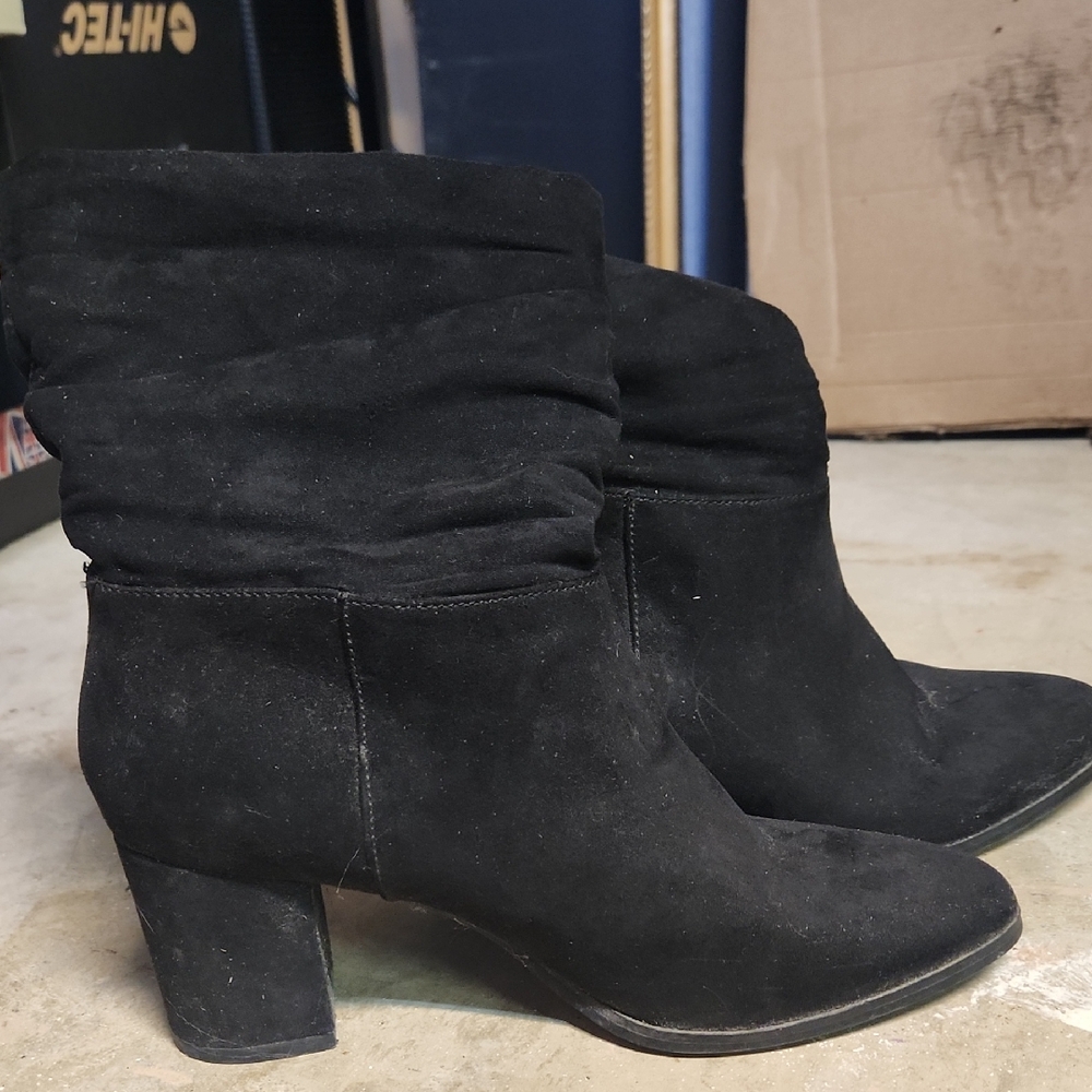 Nine West Black Suede Heeled Boots